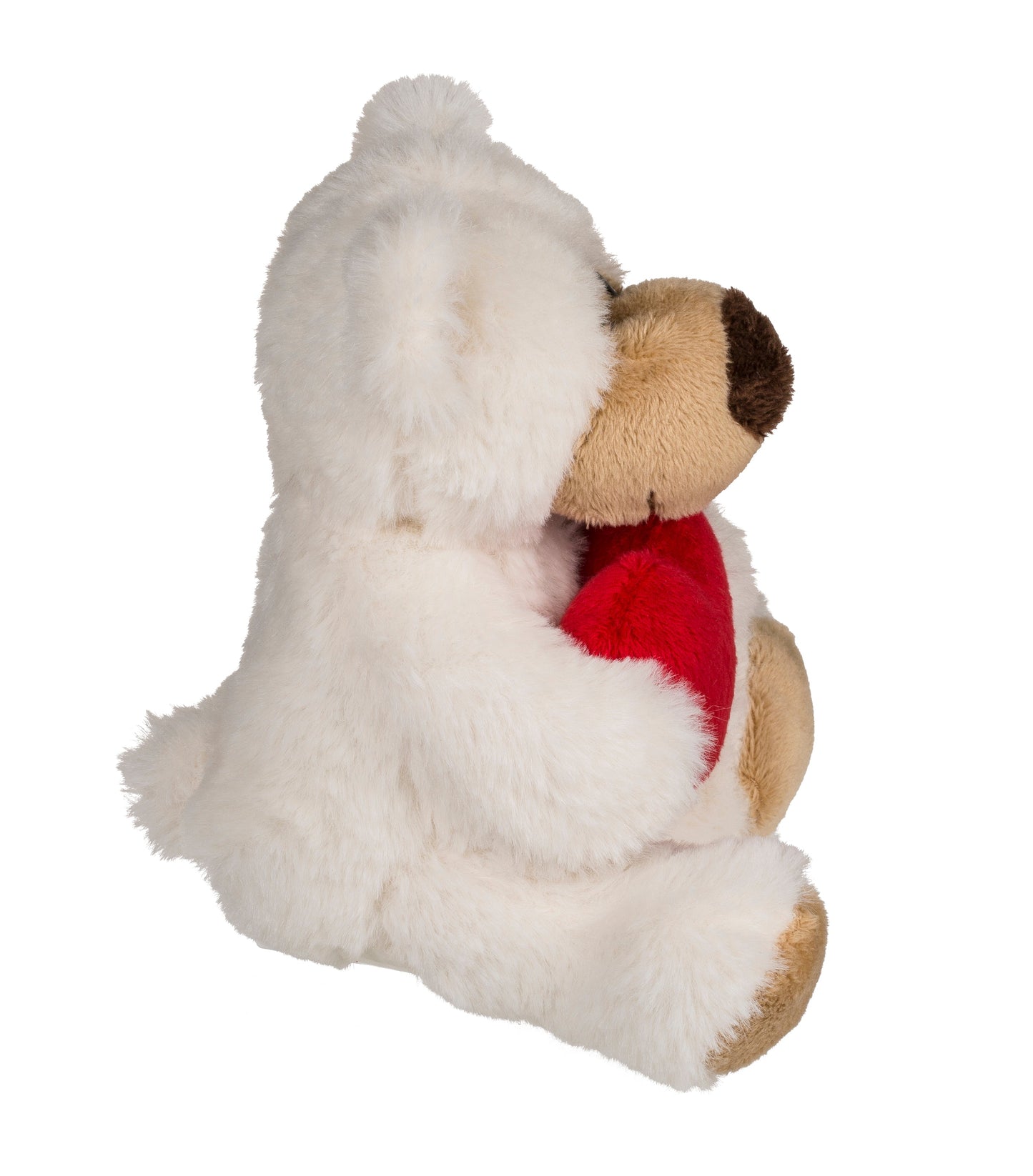 Small Cream Plush Teddy Bear with Red Heart