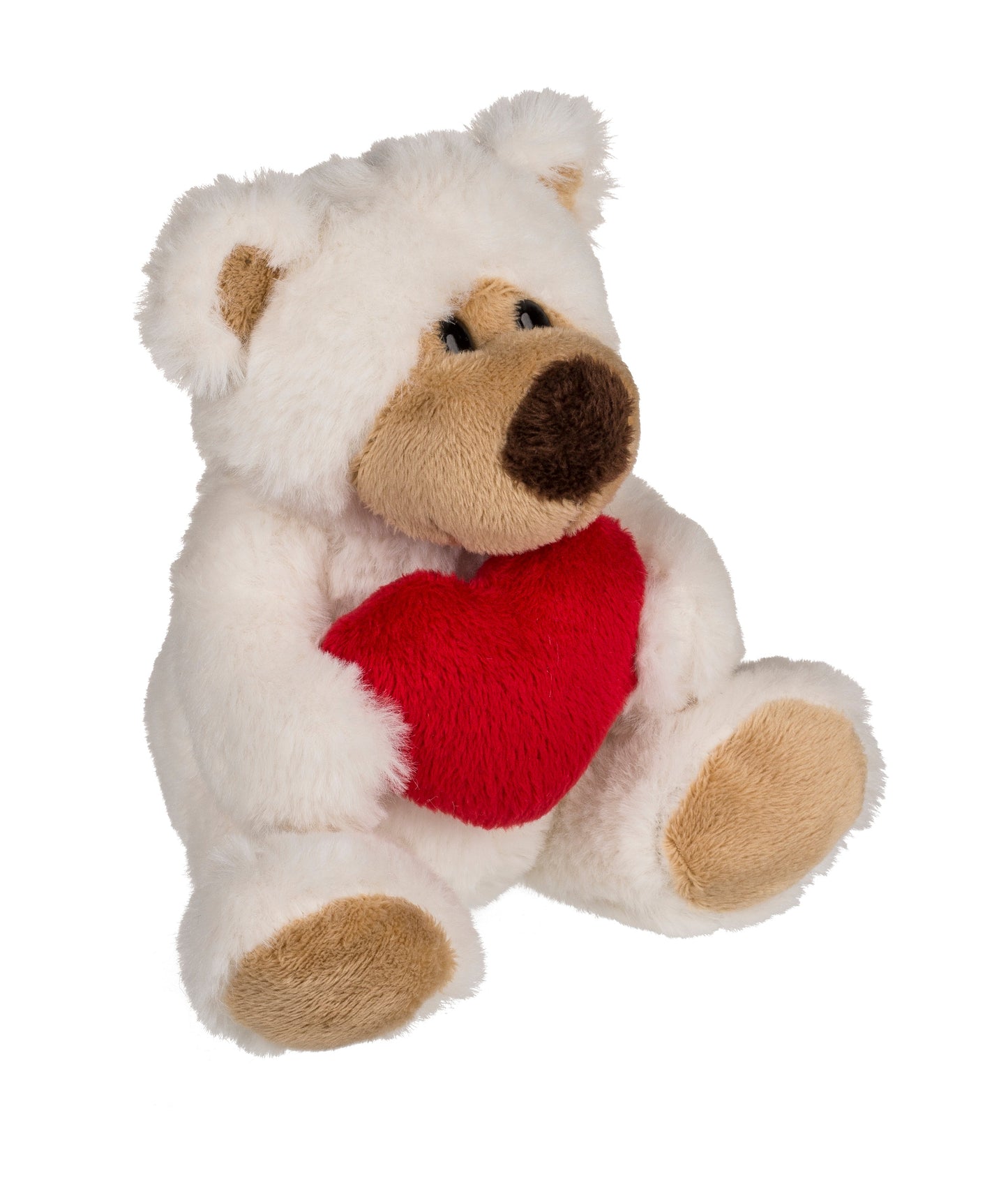 Small Cream Plush Teddy Bear with Red Heart