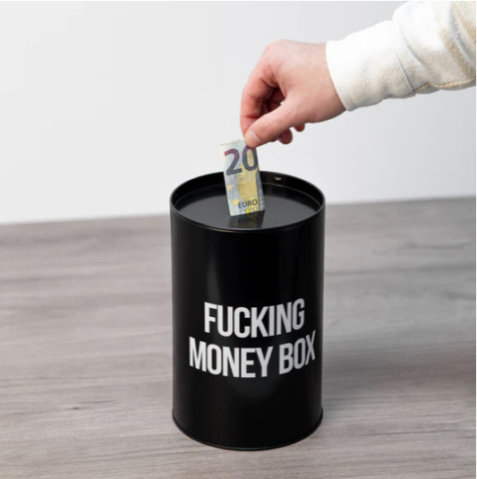 Money Box "F%$king Money Box" XL with lid - Piggy Bank