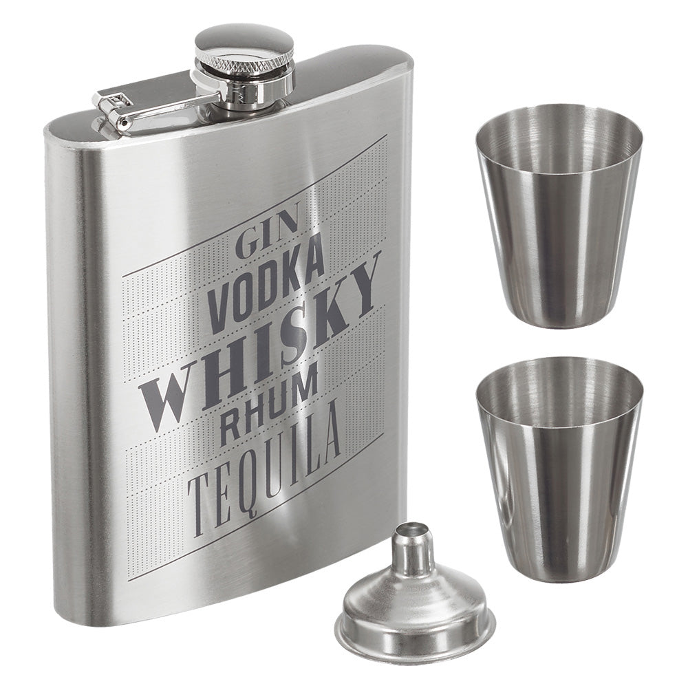 Whiskey Flask Shot Glasses & Funnel Set - Coffret Flasque - Hip Flask Set