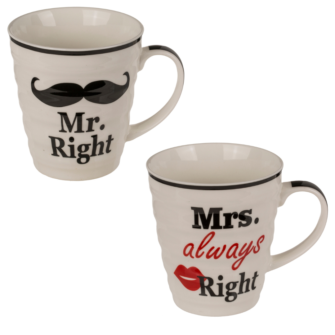 Porcelain mugs - Mr Right & Mrs Always Right Coffee Mugs