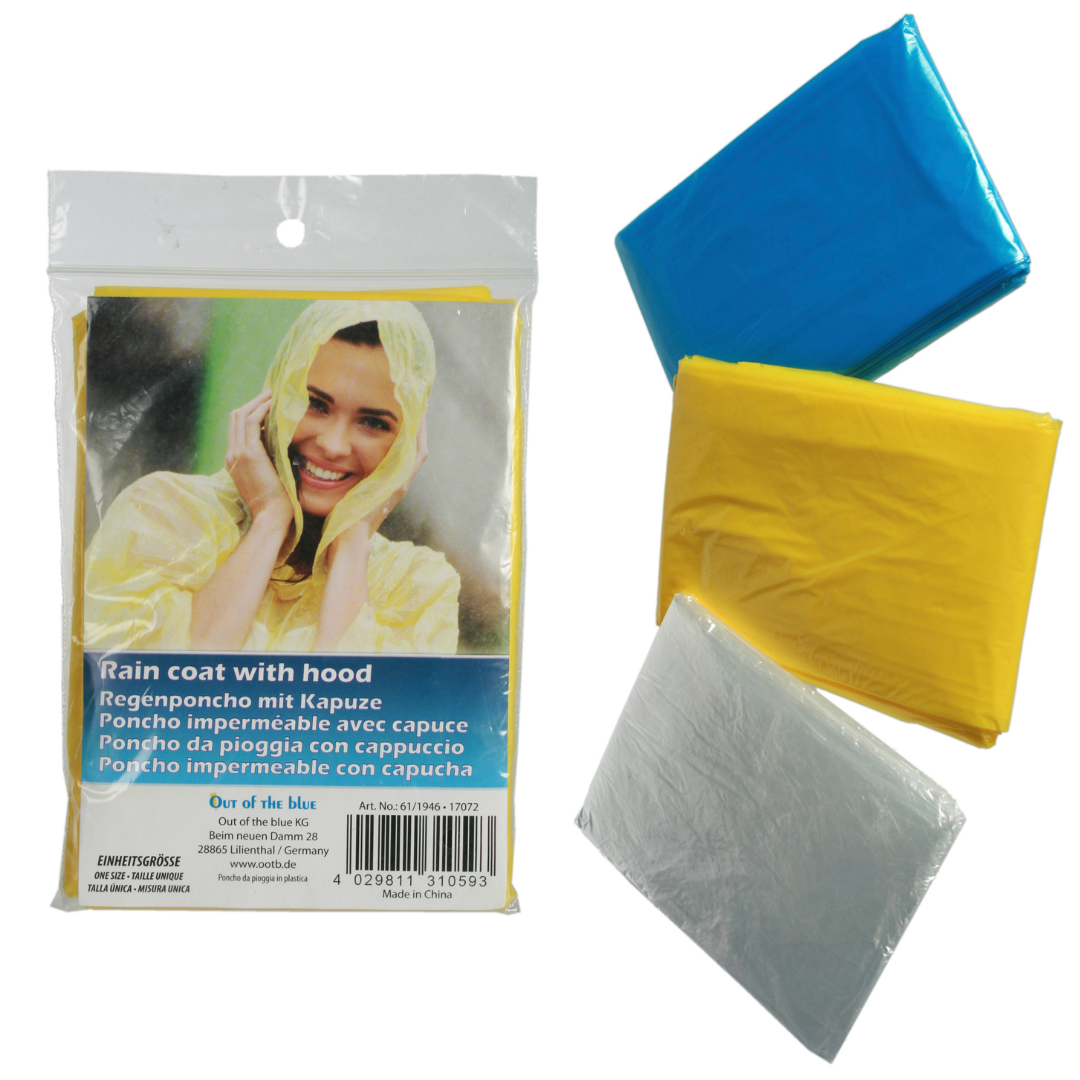 Hooded Rain Poncho - Assorted Colours